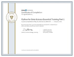 CertificateOfCompletion_Python for Data Science Essential Training Part 1_page-0001